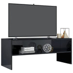 TV Cabinet High Gloss  Black Chipboard