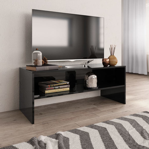  TV Cabinet High Gloss  Black Chipboard