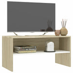TV Cabinet  White and Sonoma Oak Chipboard