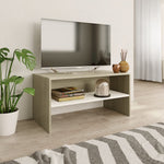TV Cabinet  White and Sonoma Oak Chipboard