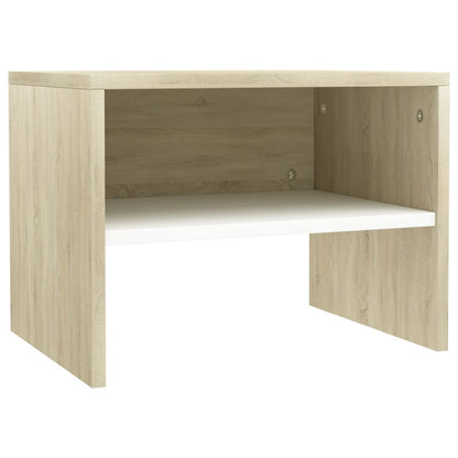 Bedside Cabinet White and Sonoma Oak 40x30x30 cm Chipboard