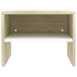 Bedside Cabinet White and Sonoma  Oak Chipboard