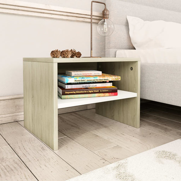  Bedside Cabinet White and Sonoma  Oak Chipboard