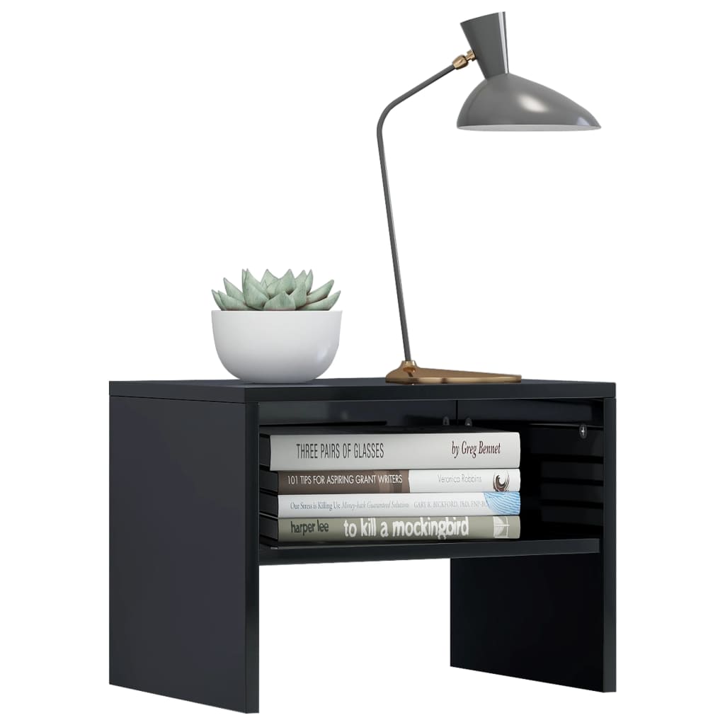 Bedside Cabinet High Gloss Black 40x30x30 cm Chipboard