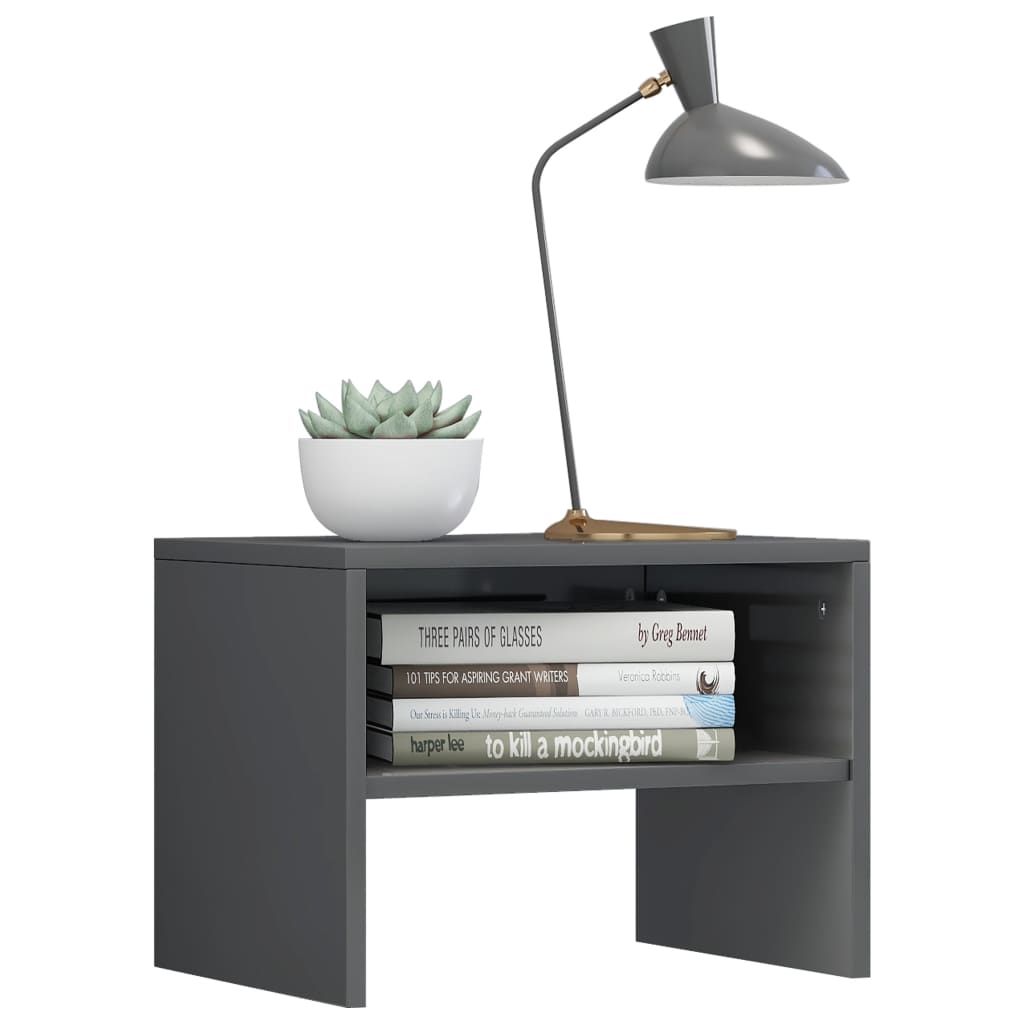 Bedside Cabinet High Gloss Grey 40x30x30 cm Chipboard