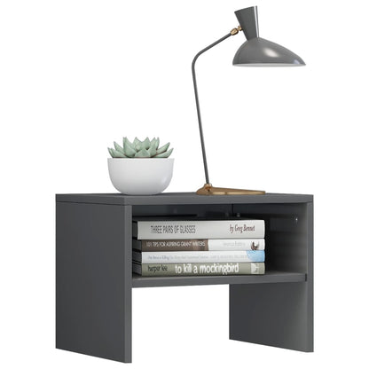 Bedside Cabinet High Gloss Grey 40x30x30 cm Chipboard