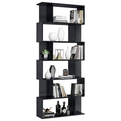 Book Cabinet/Room Divider High Gloss Black 80x24x192 cm Chipboard