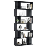 Book Cabinet Room Divider High Gloss Black Chipboard