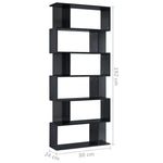 Book Cabinet Room Divider High Gloss Black Chipboard