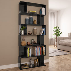 Book Cabinet/Room Divider High Gloss Black 80x24x192 cm Chipboard
