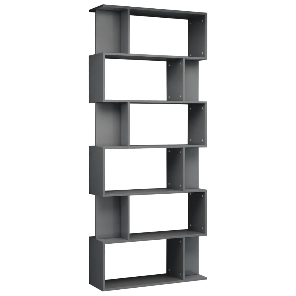 Book Cabinet/Room Divider High Gloss Grey 80x24x192cm Chipboard