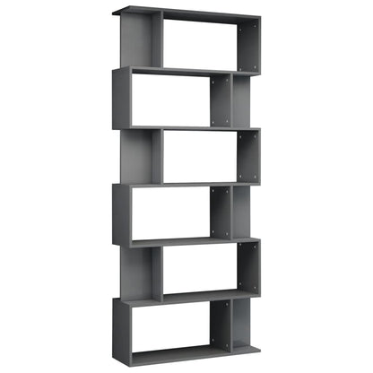 Book Cabinet/Room Divider High Gloss Grey 80x24x192cm Chipboard
