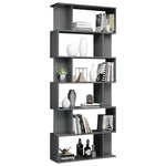 Book Cabinet/Room Divider  High Gloss Grey Chipboard