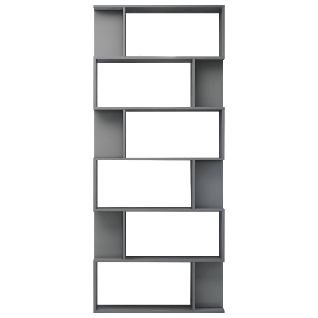 Book Cabinet/Room Divider High Gloss Grey 80x24x192cm Chipboard