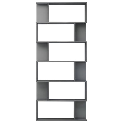Book Cabinet/Room Divider High Gloss Grey 80x24x192cm Chipboard