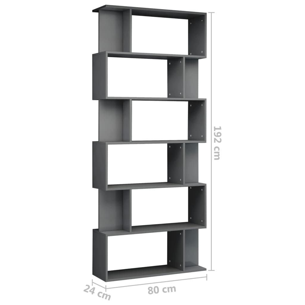 Book Cabinet/Room Divider High Gloss Grey 80x24x192cm Chipboard