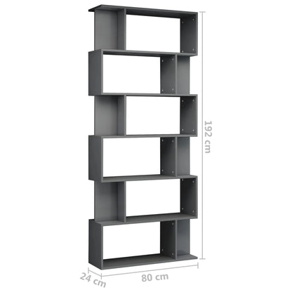 Book Cabinet/Room Divider High Gloss Grey 80x24x192cm Chipboard