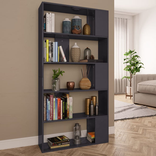  Book Cabinet/Room  Divider High Gloss Grey Chipboard