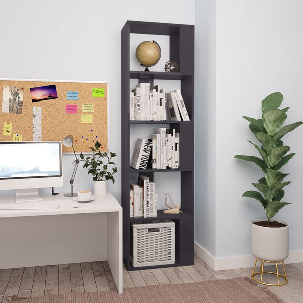  Book Cabinet/Room Divider High Gloss Grey  Chipboard
