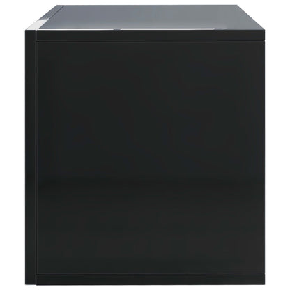 Vinyl Storage Box High Gloss Black 71x34x36 cm Chipboard