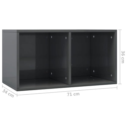 Vinyl Storage Box High Gloss Grey 71x34x36 cm Chipboard