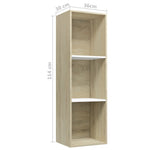 Book Cabinet/TV Cabinet White and Sonoma Oak Chipboard