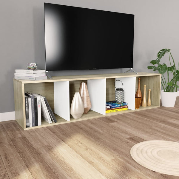  Book Cabinet/TV Cabinet White and  Sonoma Oak Chipboard