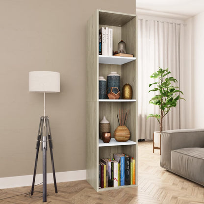 Book Cabinet/TV Cabinet White and Sonoma Oak 36x30x143 cm Chipboard