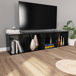 Book Cabinet/TV Cabinet High Gloss Black 36x30x143 cm Chipboard