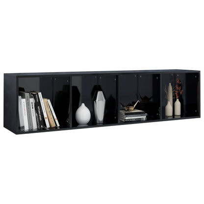 Book Cabinet/TV Cabinet High Gloss Black 36x30x143 cm Chipboard