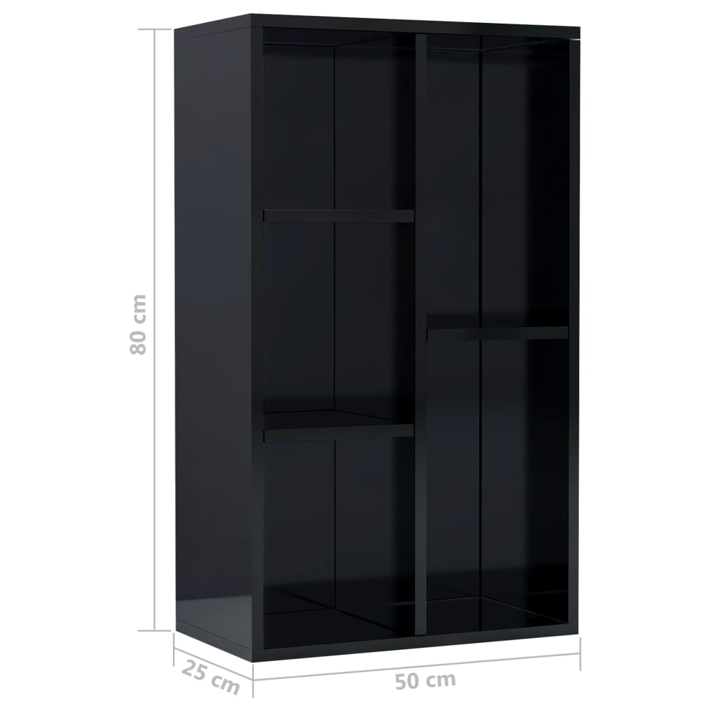 Book Cabinet/Sideboard High Gloss Black 45x25x80 cm Chipboard