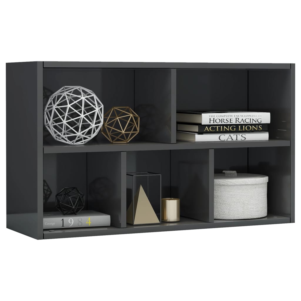 Book Cabinet/Sideboard High Gloss Grey 45x25x80 cm Chipboard