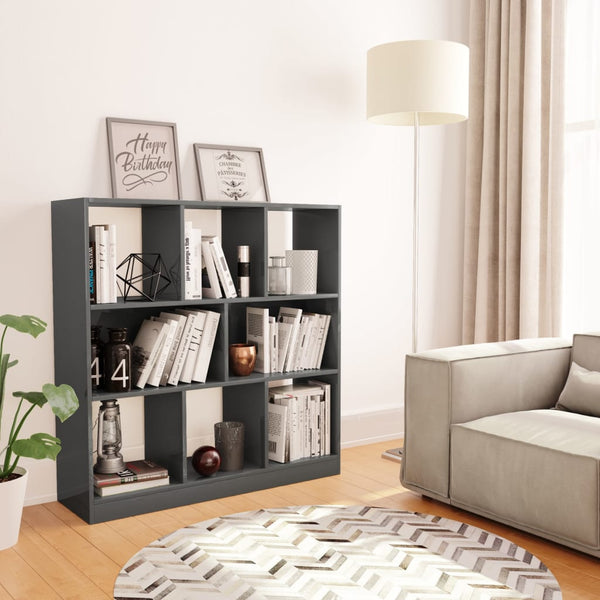  Book Cabinet High Gloss Grey Chipboard