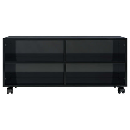 TV Cabinet with Castors High Gloss Black 90x35x35 cm Chipboard