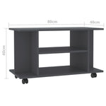 TV Cabinet with Castors Grey Chipboard