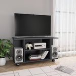 TV Cabinet with Castors Grey Chipboard