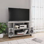 TV Cabinet with  Castors Concrete Grey Chipboard