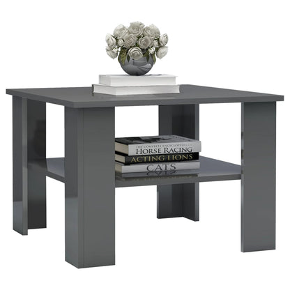 Coffee Table High Gloss Grey 60x60x42 cm Chipboard