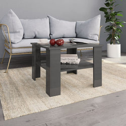 Coffee Table High Gloss Grey 60x60x42 cm Chipboard