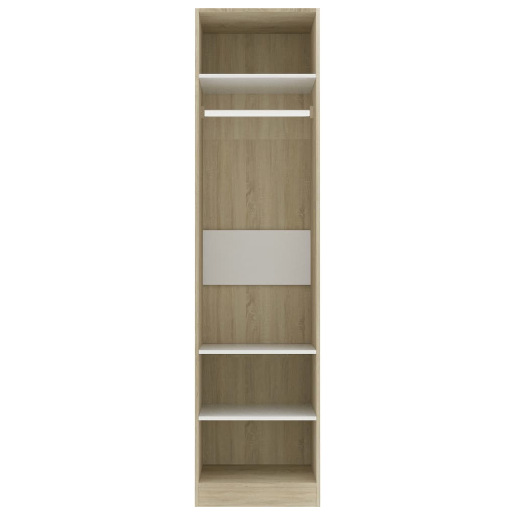 Wardrobe White and Sonoma Oak 50x50x200 cm Chipboard