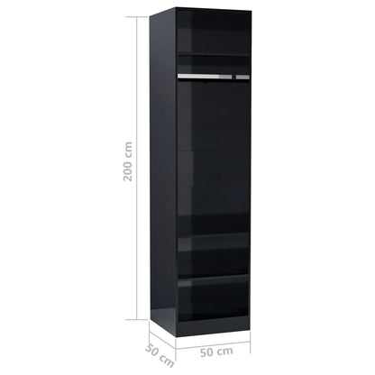 Wardrobe High Gloss Black 50x50x200 cm Chipboard