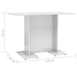 Dining Table High Gloss White Chipboard