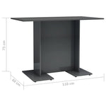 Dining Table High Gloss Grey Chipboard