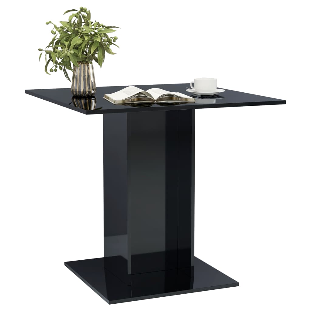Dining Table High Gloss Black 80x80x75 cm Chipboard