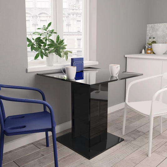 Dining Table High Gloss Black 80x80x75 cm Chipboard