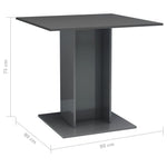 Dining Table High  Gloss Grey Chipboard