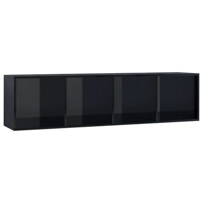 Book Cabinet/TV Cabinet High Gloss Black 143x30x36 cm