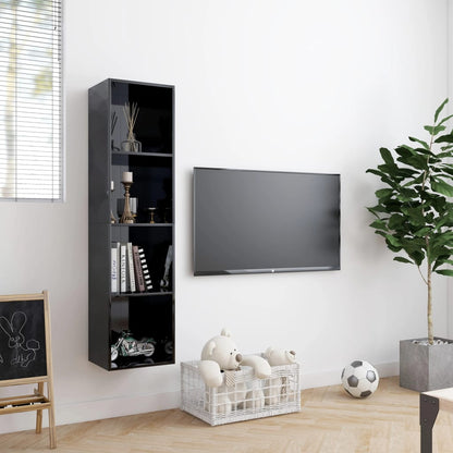 Book Cabinet/TV Cabinet High Gloss Black 143x30x36 cm