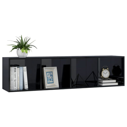 Book Cabinet/TV Cabinet High Gloss Black 143x30x36 cm