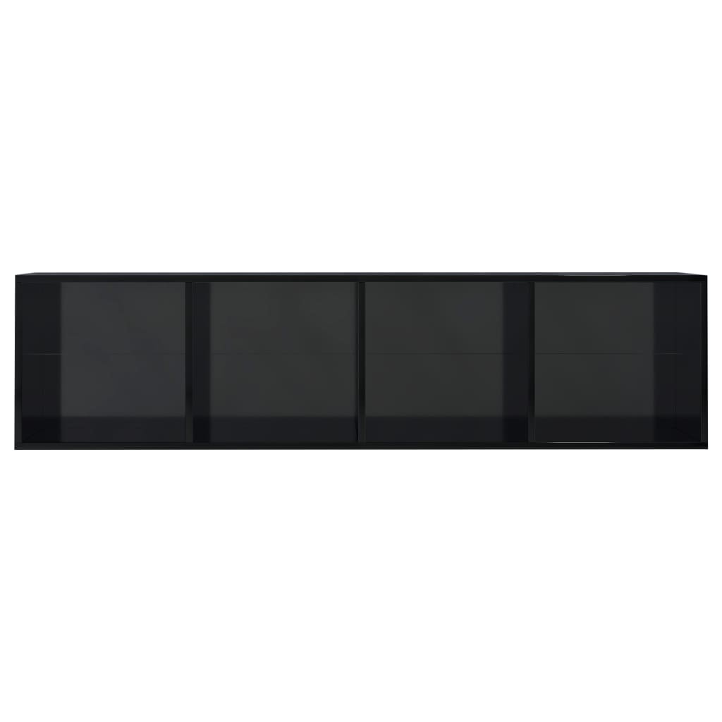 Book Cabinet/TV Cabinet High Gloss Black 143x30x36 cm